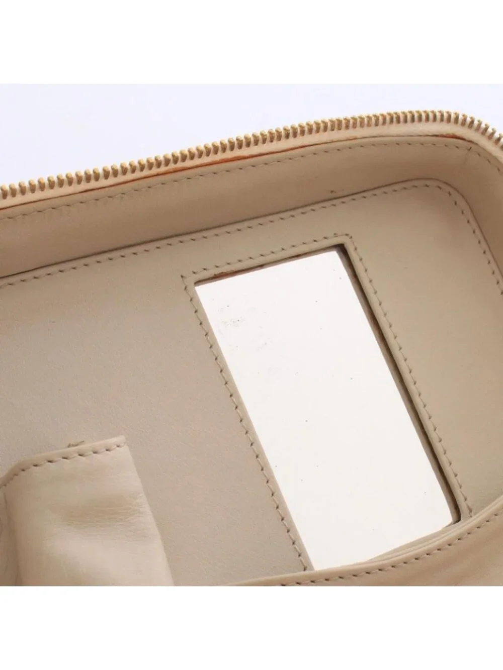 Chanel Handbag Wild Stitch Cream Canvas Quilted Chain Handle Vanity Bag